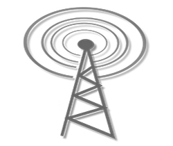 Dibujo de una torre de alta tensión rodeándola unos círculos representando el campo electromagnético