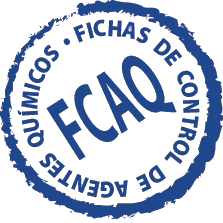 Matasellos con la leyenda FCAQ Fichas de Control de Agentes Químicos